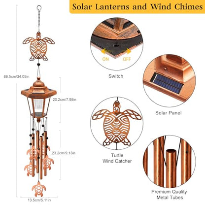 Large Solar Turtle Wind Chimes