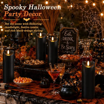 Halloween Black Waterproof LED Candles with Remote Timer