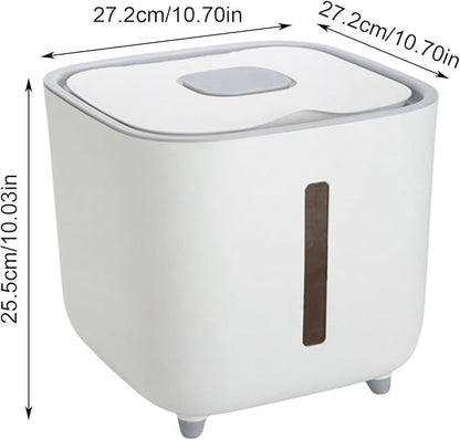 Rice Dispenser - 10kg Airtight Storage Container Clear Window, Bulk Grain Keeper Box, Secure Lid Dry Goods Organizer, Pantry Capacity Solution, Moisture Control Canister | for Kitchen Cereal Pasta