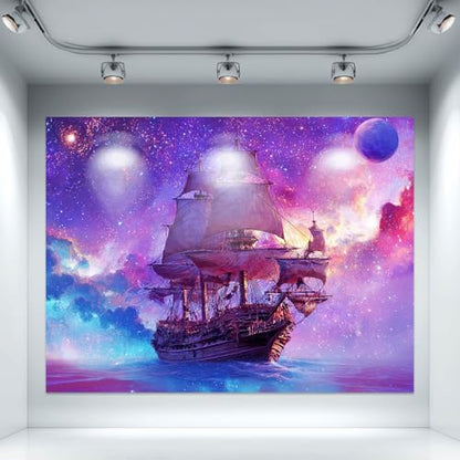 Blacklight Tapestry Ocean Ship Party Wall Decor 78 x 59 Inch