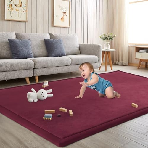 Baby Play Mat for Floor Nursery Muscle Mat Area Playroom Rug 39"x59" Elastic Foam 1.3" Thick Crawling Mat for Babies