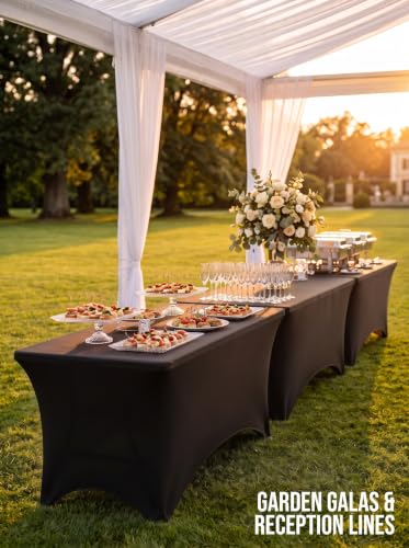 4Ft 10 Pack Black Tablecloth for Rectangle Tables (10 Count)