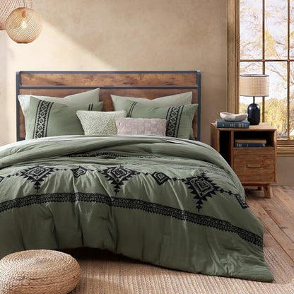 Embroidery California King Comforter Set 7 Pieces Bed in a Bag
