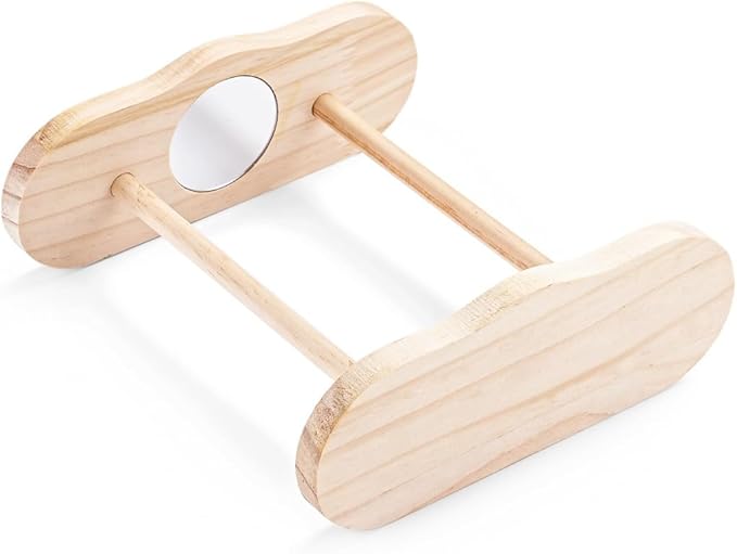 Chick Training Perch & Play Gym, Wooden Roosting Bar for Coop & Brooder with Entertainment Mirror