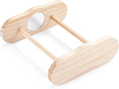 Chick Training Perch & Play Gym, Wooden Roosting Bar for Coop & Brooder with Entertainment Mirror