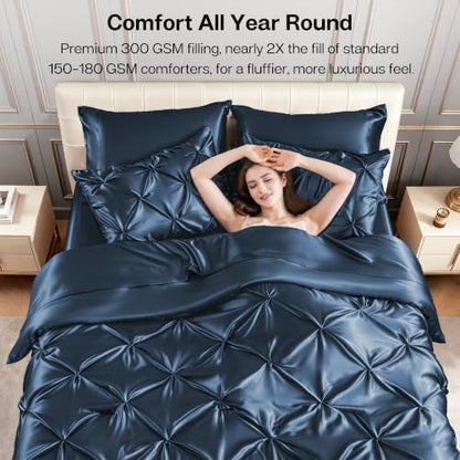 Satin Queen Comforter Set Mood Indigo