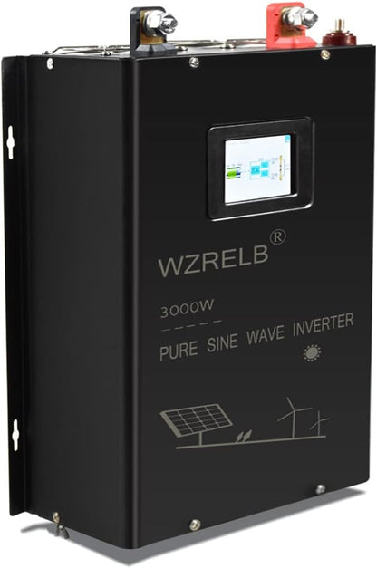 WZRELB 3000W Split Phase Pure Sine Wave Inverter, 48V DC to 120V/240V AC, 4 AC Outlets, Hardwire Terminal, High Efficiency up to 91.6%