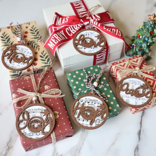 18 Pieces Wooden Sheet Music Nativity Christmas Ornaments Set (18 Count)