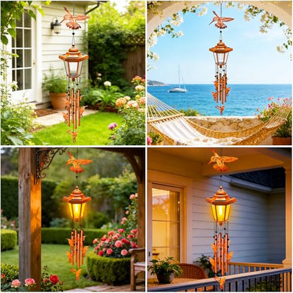 Hummingbird Solar Wind Chimes for Outside (2 Count)