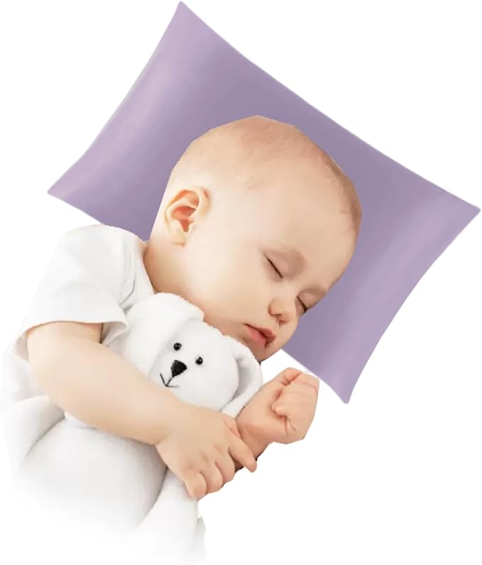 Organic Silk Baby Pillowcase with Zipper, Small 10"x13" Pillow Cover for Boys & Girls, Ideal for Bed & Travel, Soft for Kids Hair & Skin, Hypoallergenic Pillowcases for Toddlers (Mauve Plum+Pillow)