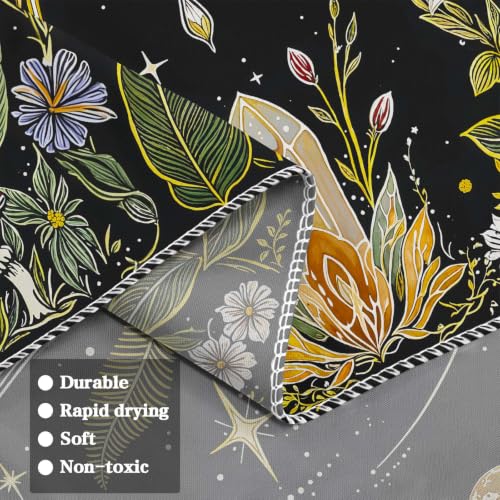 Boho Vintage Moth Luna Botanical Floral Tapestry 80 x 60 Inch