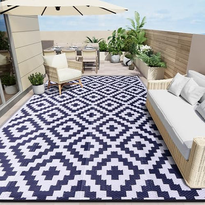 Outdoor Rug 8x10 ft Waterproof Reversible Mat