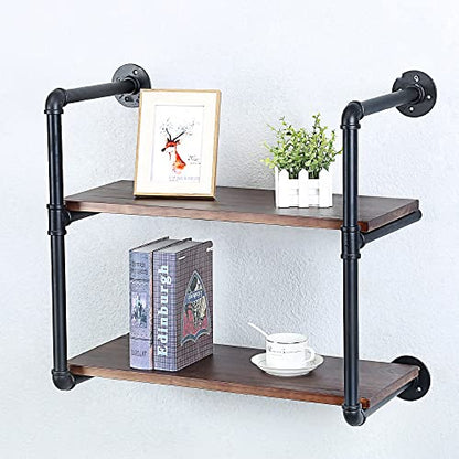 Industrial Pipe Shelves With Wood Planks