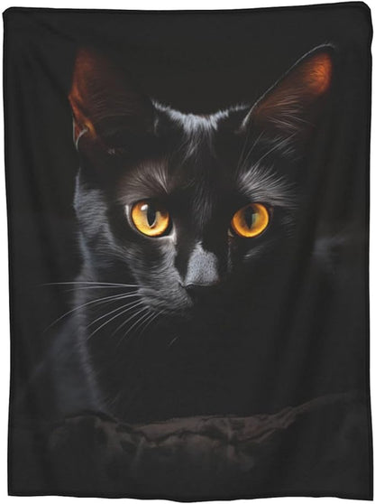 Cute Black Cat Blanket Gifts for Cat Lovers Girls Women Animal Kitten Flannel Throw Blankets for Home Couch Bed Sofa Soft Fuzzy Lightweight Decor Adults All Season 60x50 Inches