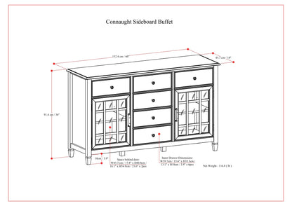 Connaught 60" Wide Solid Wood 3