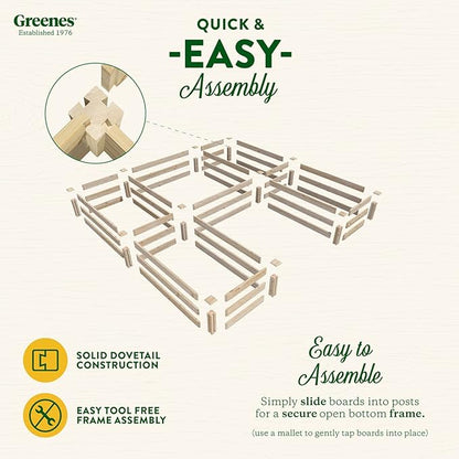 Greenes Fence Original Pine Raised Garden Bed, 8' x 8' x 10.5" U-Shaped Bed - Made in USA with American Pine