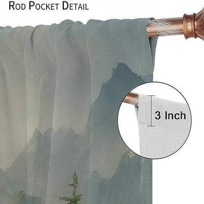 Landscape Theme Waterfall Blackout Curtains, Waterfall Mountains Jungle Printed Natural Scenery Window Drapes, for Bedroom Living Room 42" W X 54" L