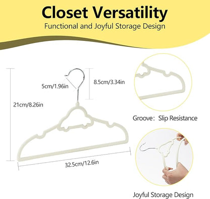 GoodtoU Kids Velvet Hangers, 50 Pack Baby Hangers for Closet Toddler Hanger Infant Clothes for Organization & Children's Storage (12.6 x 8.26 inch, Car)