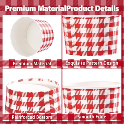 Greencian 120Pcs 12oz Red and White Ice Cream Cups Disposable Snack Cups
