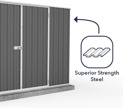 Absco Premier Storage Sheds, 10'x7' Metal Garage, DIY Backyard Shed, Utility Tool Storage, Weather & Wind Resistant Aluminum Panels & Steel Frame, Maintenance-Free, 12 Year Warranty, Woodland Gray
