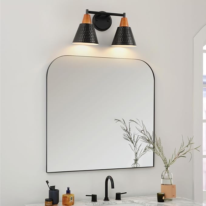 Black 2 Light Vanity Light, Vintage Industrial Bathroom Light, Suitable