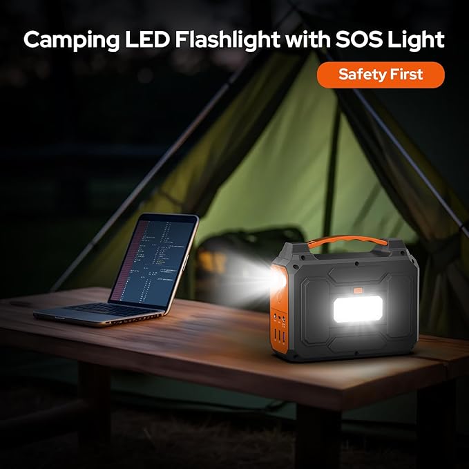 Portable Solar Generator with Panel, 300W Portable Power Station with Foldable Solar Panel 40W, 110V AC Outlet 100W Camping Solar Power Bank Lithium Battery Pack for Home Use RV Outdoor Power Outage