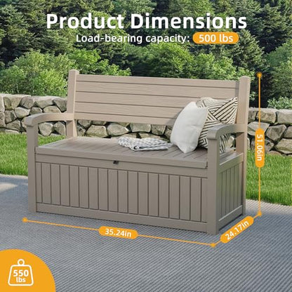 80 Gallon Outdoor Storage Bench Lockable Deck Box Outdoor Storage Box Waterproof for Patio