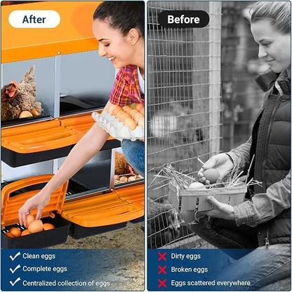 Chicken Nesting Box, 8-Compartment Egg Laying Box, Convenient for Collecting Eggs, Ventilated Poultry House Equipment in Metal Chicken Coop, Suitable for Hens and Ducks, (Orange, with Stand)