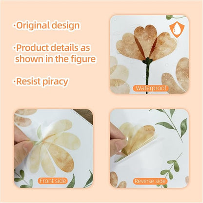 Boho Flower Wall Decals, Daisy Wildflower Wall Stickers Leaf Floral Decor for Girls Bedroom Baby Nursery Kids Room Decor