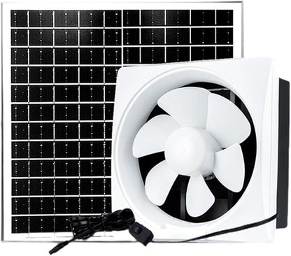 Solar Powered Fan Kit, Easy to Use Effective Solar Exhaust Fan, Wall Mount Ventilation for Outside Chicken Coop, 10inch Fan 20W Solar