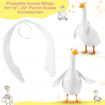1 Pcs Poseable Goose Wings for 15”- 20" Porch Lawn Goose Outfit Accessories Poseable White Wings for Outdoor Patio Yard Lawn Art Decoration (Wave Edge)