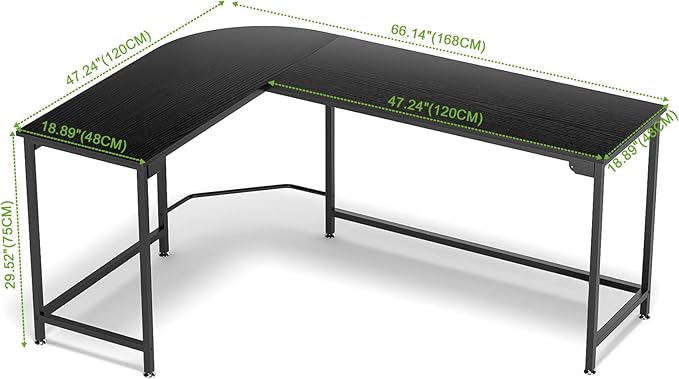 Teraves Modern L Shaped Gaming Desk 66'' Corner Computer Desk for Home Office Gaming Table Study Writing Workstation for Small Space, Easy to Assemble