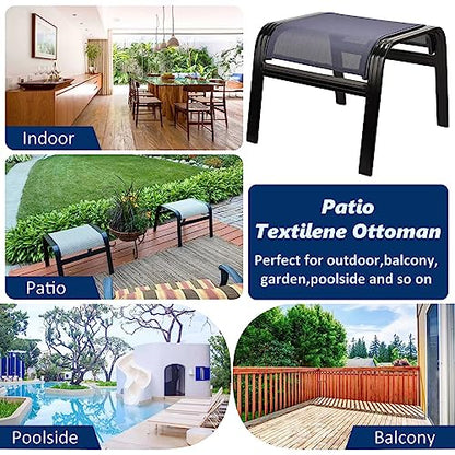 Outdoor Ottoman Patio Footstools Aluminum Small Chair Assembled Footrest for Porch Yard Garden 2 Set Navy Blue (2 Count)
