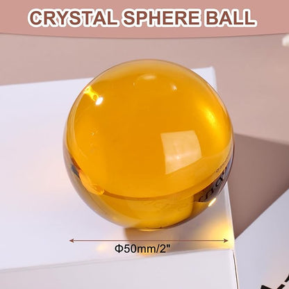uxcell 50mm/2" Crystal Sphere Ball Glass Solid Decorative Sphere Crystal Ball Prop Ornament for Feng Shui Divination Fortune Telling Tabletop Fountain Decoration, Amber
