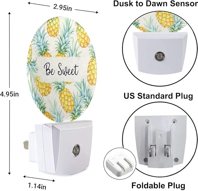 Plug-in Watercolor Pineapple Night Light Be Sweet Nightlight