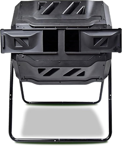 Dual Chamber Tumbling Composter 42 Gal (160L) Black Rotating Outdoor Compost Bin, Double Chamber Rotary Composter, Recycled Plastic with Steel Frame for Backyard and Vegetable Garden