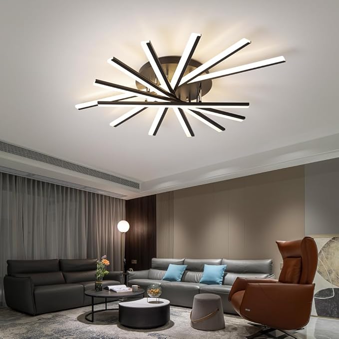 JAYMP 7 Lights Linear Modern Ceiling Lamp 41.3 inch Dimmable Led Semi Flush