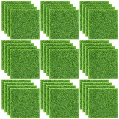 36 Pieces Fake Grass for Crafts Fairy Garden 6 x 6 Inches Artificial Garden Grass for Miniature Ornament Dollhouse DIY Decoration (36 Count)