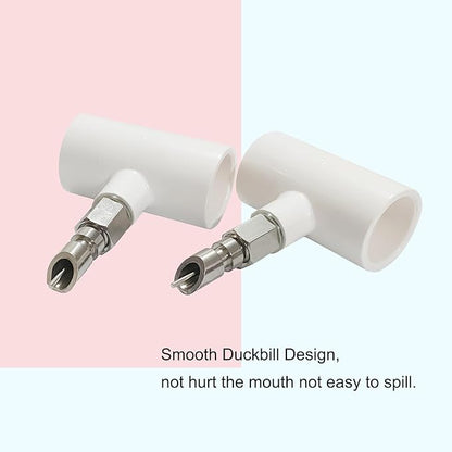 Stainless Steel Rabbit Water Nipples Metal Automatic Watering System with PVC Tee for Guinea Pig, Hamster, Ferrets (6Pcs)