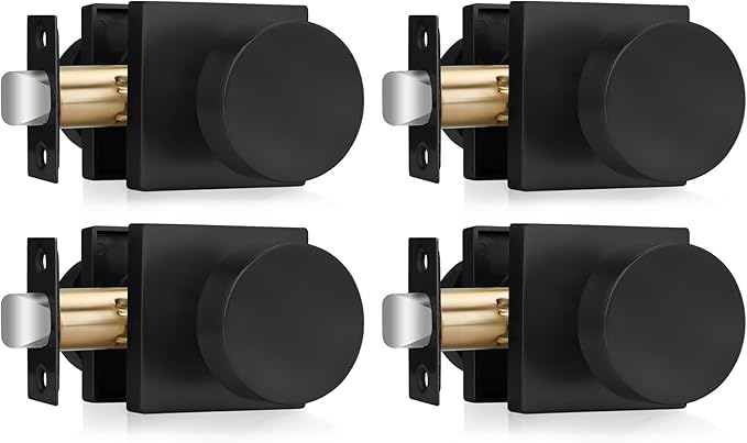 Haidms Matte Black Door Knobs Passage, Heavy Duty Square Matte Black Hall and