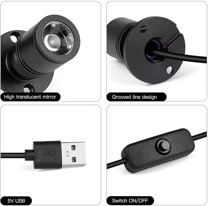 USB Powered Mini Spotlights for Displays 2-Pack – 5V Small LED Spot Lights