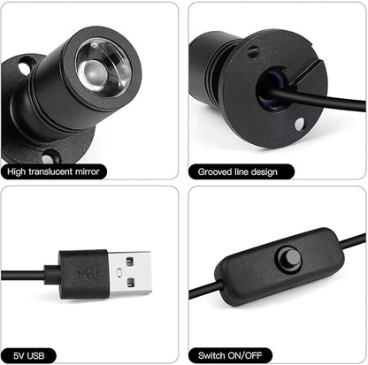 USB Powered Mini Spotlights for Displays 2-Pack – 5V Small LED Spot Lights
