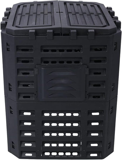 90 Gallon Garden Composter Bin - Premium Recycled Plastic, Large 340 Liter Capacity, Easy Assembly, Lightweight, Aerating Outdoor Compost Box for Fertile Soil