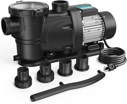 In/Above Ground Pool Pump, Self Primming High Flow (Single Speed, 1HP, 5400 GPH, 115V)