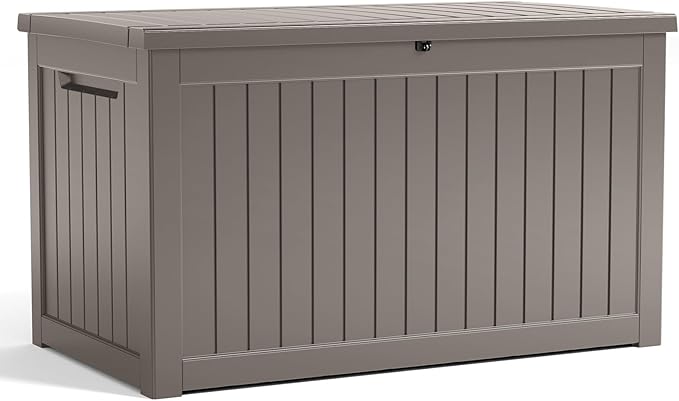 230 Gallon Outdoor Storage Box – Resin Deck Box with Lockable Lid, Waterproof Patio Furniture Storage for Tools, Garden & Yard Organization