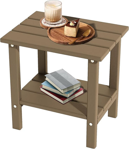 OTSUN 2-Tier Small Patio Tables for Outside or Indoor(Latte Brown)
