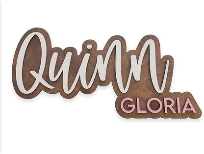 Hickory Hollow Designs Wooden Name Signs for Nursery, Baby Name Sign, Name Signs for Kids Room, Custom Plaque, Nursery Wall Art, (Quinn Gloria)