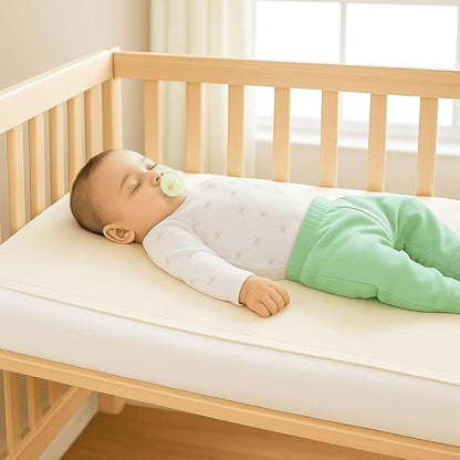 Organic Crib Mattress Protector - Flat Sheet Water Resistant Liner Pad, Breathable, Skin Friendly, Chemical-Free Pure Cotton [GOTS-Certified] for Playard (38"x26") - Pack of 2