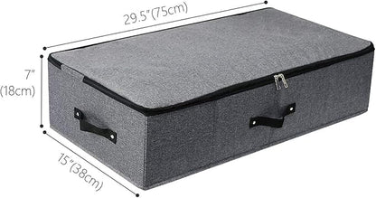 AMJ Foldable Under Bed Storage Basket Container [2 Pack] with Durable Fabric for Clothes, Shoes,Toys, Blanket, Comforter Organizers Bins, Black Grey