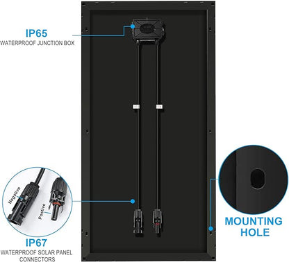 ACOPOWER 12V 200W Mono Solar Panel for 12V Battery Charging,Singel Panel Only,Off-Grid System(Panel Only)